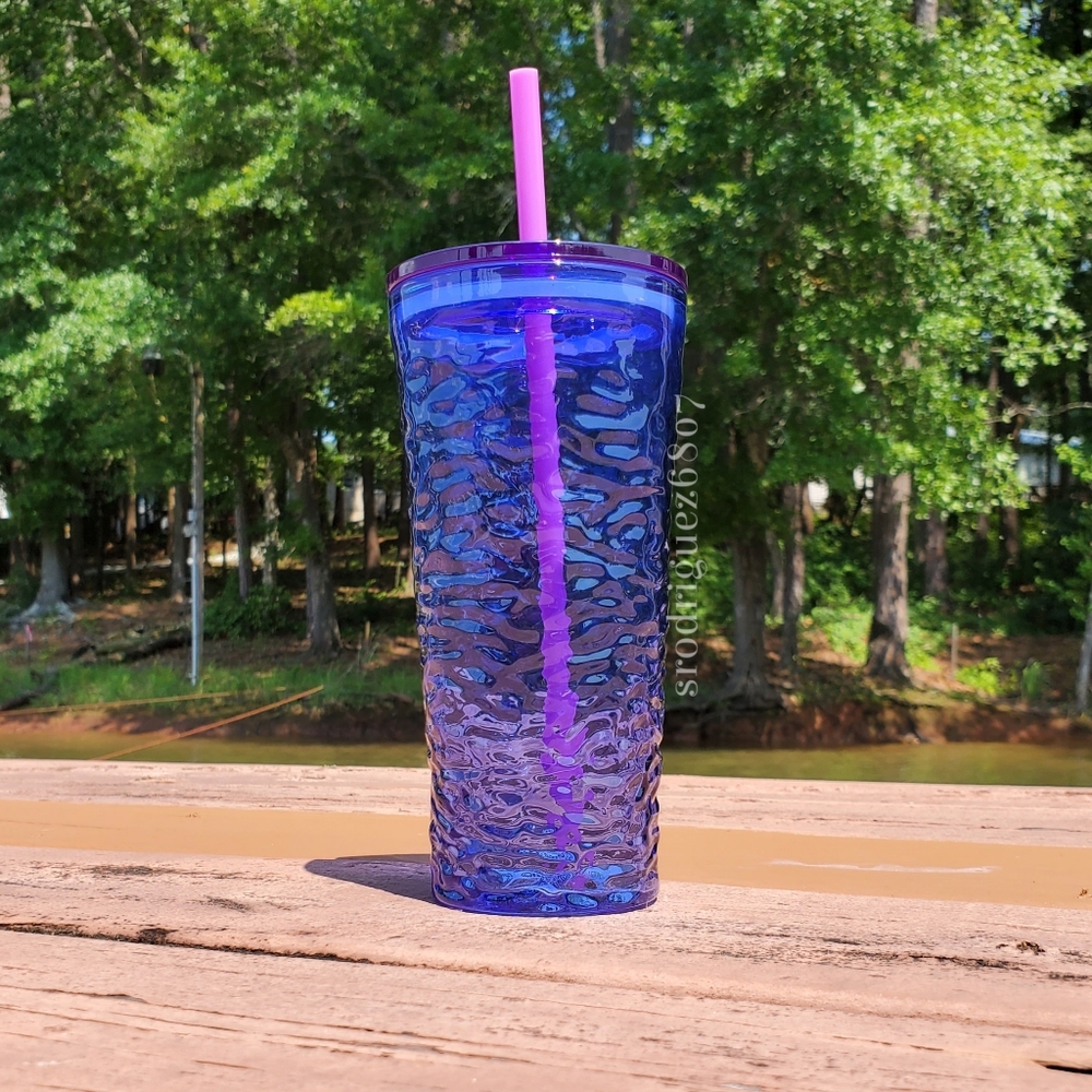 Starbucks rippled blue glass cup - Picture 3 of 6